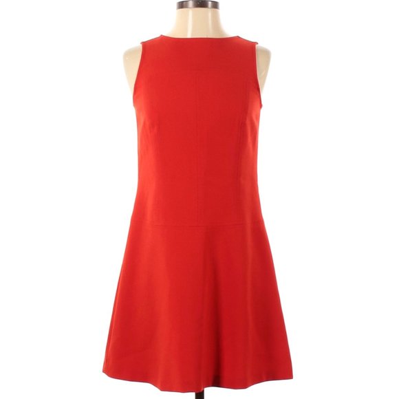 LOFT Petite Bright Orange Red A-line Dress - Picture 1 of 13
